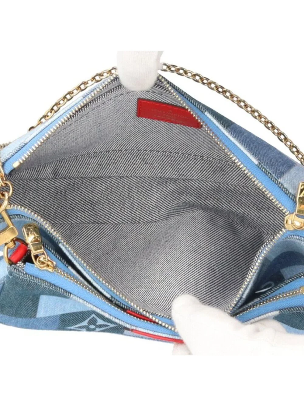 Louis Vuitton Multi Pochette Accessoire Monogram Denim Shoulder Bag Blue